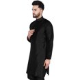 thumbnail image 2 of SKAVIJ Men's Art Silk Long Shirt Indian Casual Party Kurta (Small, Black), 2 of 6