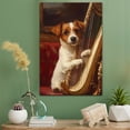 thumbnail image 2 of Russell Terrier Cute Dog Harp Stretched Canvas Size 8x12 – Retro Russell Terrier Dog Batter in Action With Harp for Themed Living Room, 2 of 5