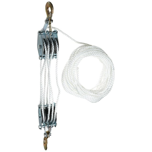 Poly Rope Pulley Block & Tackle Hoist With Safety Snap Hook Heavy