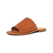 Angle View: Frye Womens Riley Faux Leather Round Toe Slide Sandals Tan 7.5 Medium (B,M)