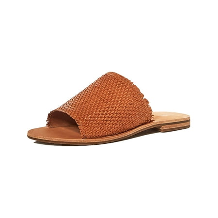 Frye Womens Riley Faux Leather Round Toe Slide Sandals Tan 7.5 Medium (B,M)