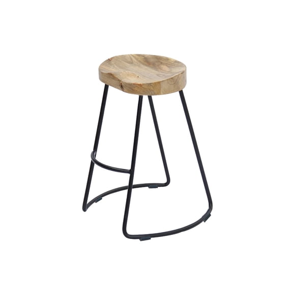 The Urban Port Small - Bar stool - saddle - mango wood, tubular iron - black, brown