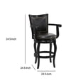 thumbnail image 5 of Island Oasis 29 Inch 360 Degree Swivel Barstool Wood with Open Rolled Arms and Faux Leather Seat Black 23.5 Inch L x 22.5 Inch W x 46.5 Inch H, 5 of 6