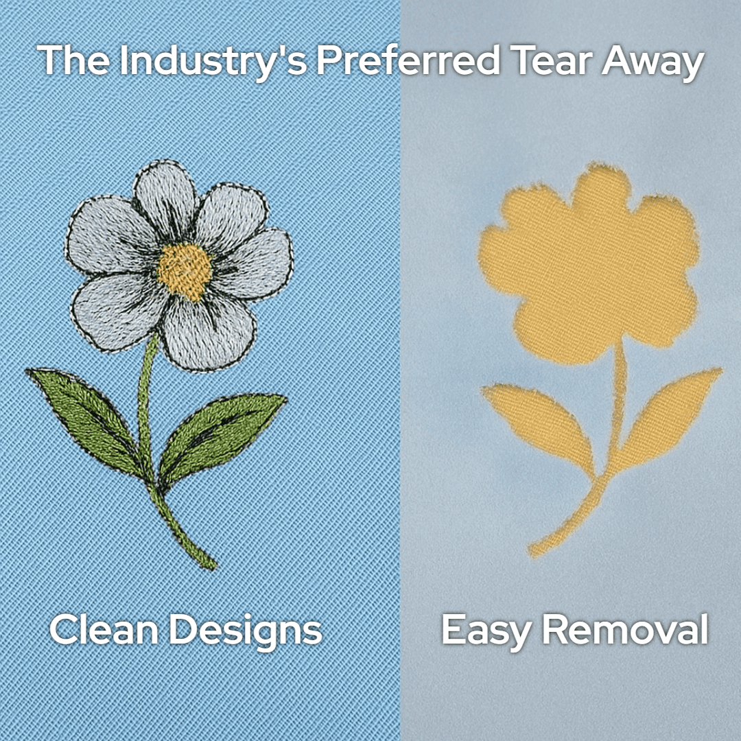 H.B.I. Products Tear Away Embroidery Stabilizer - 1.8 Ounces Medium Weight 12" x 50 yd Tear Away for Machine Embroidery