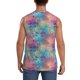 thumbnail image 4 of Fotbe blue pink colorful cracked texture Men's Camiseta sin Mangas Estampada para Hombres, Playera Casual para Gimnasio, Entrenamiento, Playa-Small, 4 of 7