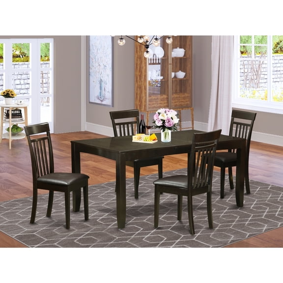 Dinette Set - Kitchen Table with Chairs - Wood Dining Room Set - Cappuccino Finish - Home Dining Furniture