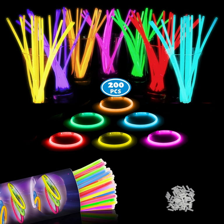 Glow Sticks Party Supplies Favors Decorations 100Pk - 8 inch Glow in The Dark Light Up Sticks, Neon Party Glow Necklaces and Bracelets W/Connectors
