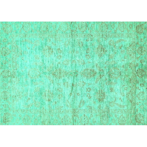 Ahgly Company Indoor Rectangle Oriental Turquoise Blue Traditional Area Rugs, 2' x 5'