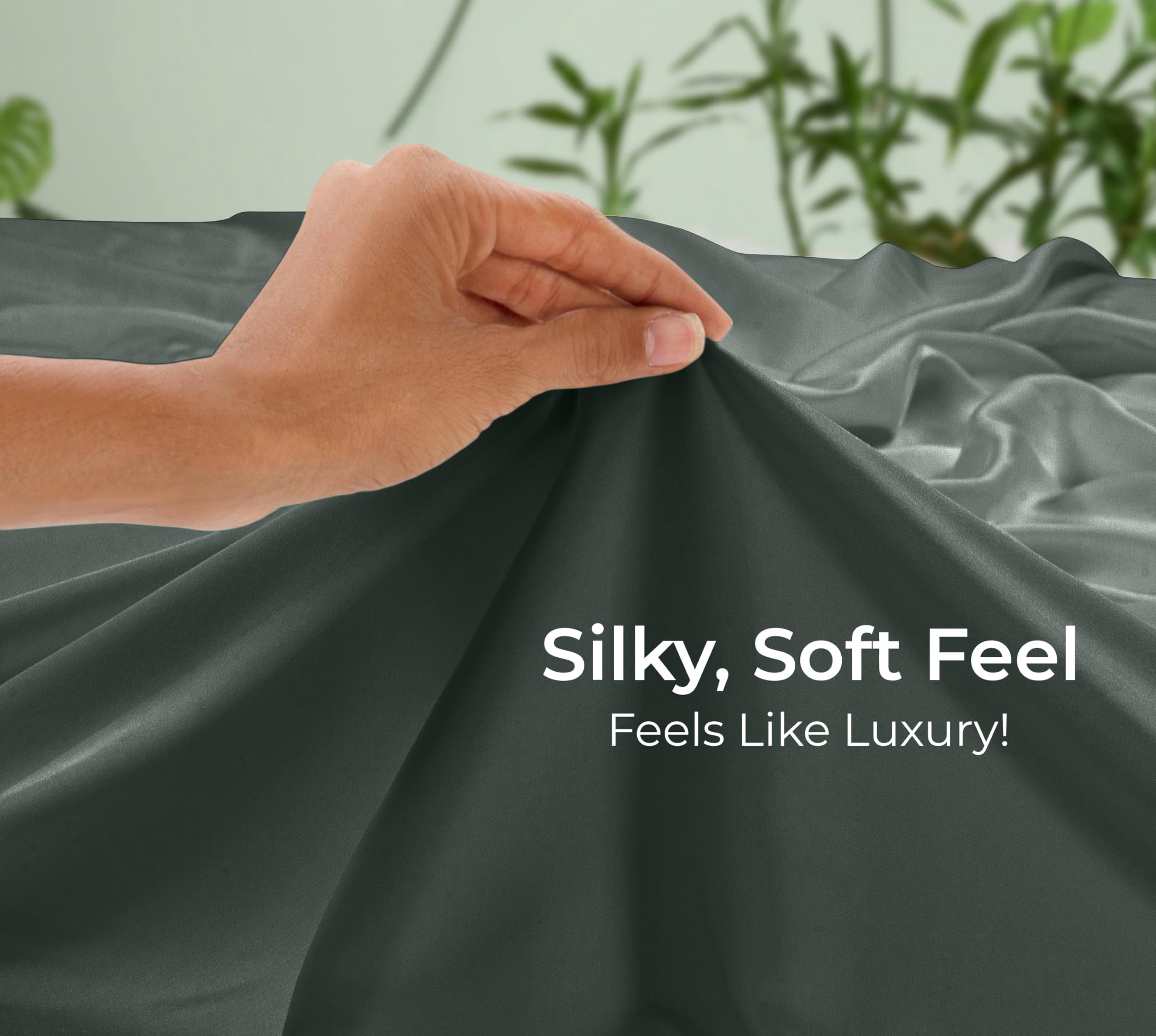 Royale Linens Bamboo Queen Flat Sheets Only - Cooling Sheets - Organic Viscose Derived from Bamboo - Queen Size Flat Sheet Only - Top Sheet - Breathable & Silky Bedding (Queen, Grey)