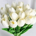thumbnail image 5 of Scheam 20Pcs White Artificial Flowers,PU Fake Flowers Artificial Tulips Real Touch Bridal Wedding Bouquet for Home Garden Party Floral Decor, 5 of 9