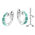 thumbnail image 4 of Simple Elegance Green Turquoise Inlay Sterling Silver Hoop Huggie Earrings, 4 of 5