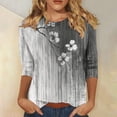 thumbnail image 2 of Womens Plant Printed T Shirts Short Sleeve Crew Neck Loose Casual Summer Tops Gray XXXL, 2 of 5