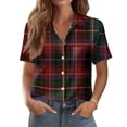 thumbnail image 2 of Dwralegc Women's Clothing V Neck Button Down Shirts Work Business Casual Outfits Dressy Summer Spring Solid Color Short Sleeve Blouses Wine 2XL, 2 of 5