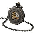 thumbnail image 4 of Men’s Pocket Watch with Chain | Hand Winding Vintage Pocket Watch | Classic Mechanical Movement Pocketwatch | 1920s Railroad Steampunk Costume Accessory, 4 of 7