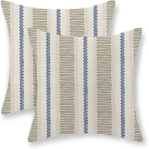 Blue Sage Green Pillow Covers 18x18 Inch Set of 2 Boho Striped Polka Dot Decorative Throw Pillow Covers Modern Abstract Geometry Outdoor Pillow Cases Linen Cushion Cases Decor for Sofa Couch