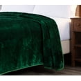 thumbnail image 3 of Chezmoi Collection Heavy Thick Korean Style Faux Mink Blanket Single Ply 9 Lbs, 750GSM Silky Soft Plush Raschel Mink Blanket, 85" x 95" Asia King Size, Solid Green, 3 of 9