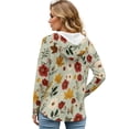 thumbnail image 2 of DISNIMO Floral Printed Hoodies for Women Waffle Sweatshirts Long Sleeve Shirts V Neck Hoodies Fall Winter Outfits, S, 2 of 7