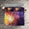 thumbnail image 2 of Ambesonne Galaxy Quilted Coverlet 3 Pcs, Outer Space Nebula View, King Size, Black Purple Yellow, 2 of 2