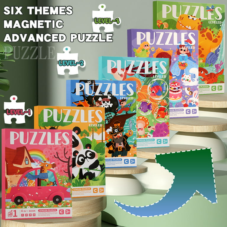 2024 New Wooden 3-in-1 Magnetic Advanced Folding Puzzle for Kids Ages 3-5