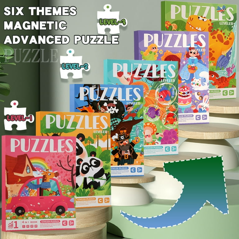 Magnetic Puzzles for Kids Ages 3-5, Two-Books Set, Dinosaur Puzzles  Transportation Puzzles Wooden Jigsaw Puzzles Book Premium Puzzle Travel  Games and