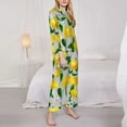 thumbnail image 4 of Kll Lemon Print Women'S Long Sleeve Pajamas With Pants Sleepwear Loungewear 2 Set-Medium, 4 of 9