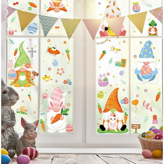 FYHALE Easter Window Clings, 9 Sheets Happy Easter Decorations for Kids Spring Window Clings for Home office Shop