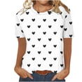 thumbnail image 2 of Ayolanni Basic Womens Blouses Heart Print Short Sleeve Crew Neck Blouse Romantic Dating Oversized T-Shirt XXL, 2 of 4