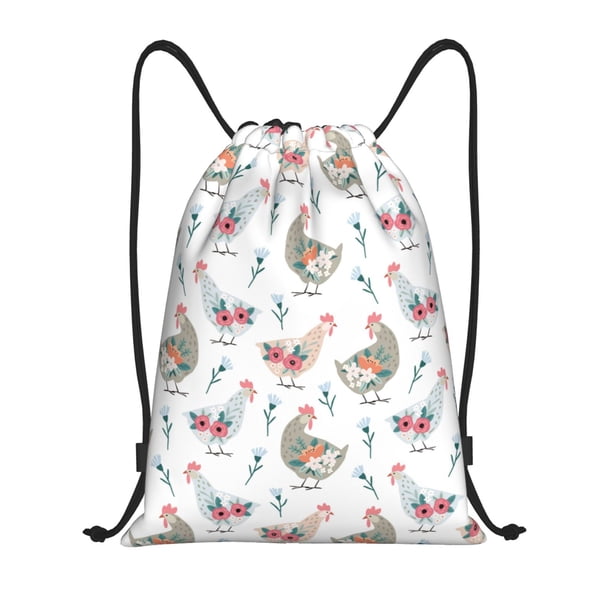 Fotbe Funny Chicken Bolsa Mochila con Cordón Estampada, Bolsa de Gimnasio Deportiva, Bolsa Cinch, Bolsa con Cordón para Hombres y Mujeres-Small
