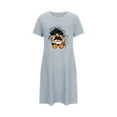 thumbnail image 5 of Sakmal Breathable Lounge Nightgowns for Women Blue Loose Soft Nightwear Cartoon Print Crew Neck Short Sleeve Short Nightgowns S-2XL, 5 of 5