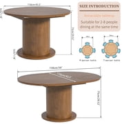 Extendable Round Dining Table, Oval Kitchen Table with Adjustable Design, Farmhouse Dining Table for Living Room, Party