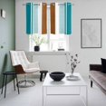 thumbnail image 4 of Modern Brown Teal Kitchen Curtains Small Short 39 Inch Length, Boho Contemporary Geometric Striped Grommet Top Bedroom Living Room Curtains, Light Filtering Cafe Curtain Drapes 2 Panels Set 55''x39'', 4 of 9