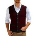 thumbnail image 4 of JTieacloth Sleeveless Sweater Vest Sweater Vest Men's Sleeveless Knitted Vest V Neck Knitted Vest Spring Plain Sleeveless Knitted For Men(Red), 4 of 4