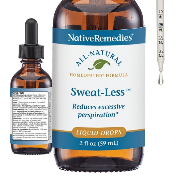 NativeRemedies Sweat-Less - Natural Homeopathic Formula for Excessive Sweating, Perspiration and Clamminess - 59 mL