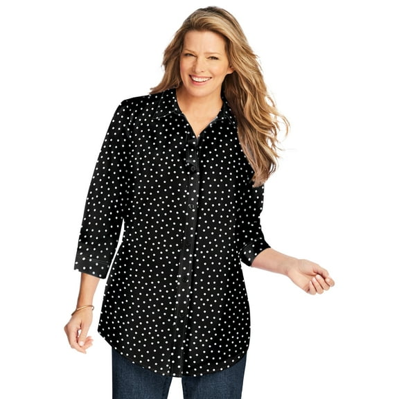 Woman Within Plus Size Perfect Three Quarter Sleeve Shirt