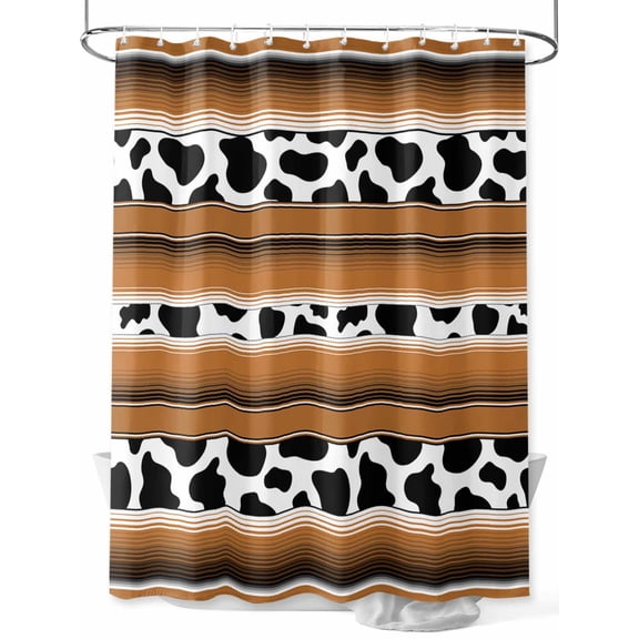 Shower Curtains Brown Stripes Bath Curtain Cow Animal Skin Printed Waterproof Bathroom Shower Curtain Set with Hooks Decoration 72 x 72 Inches