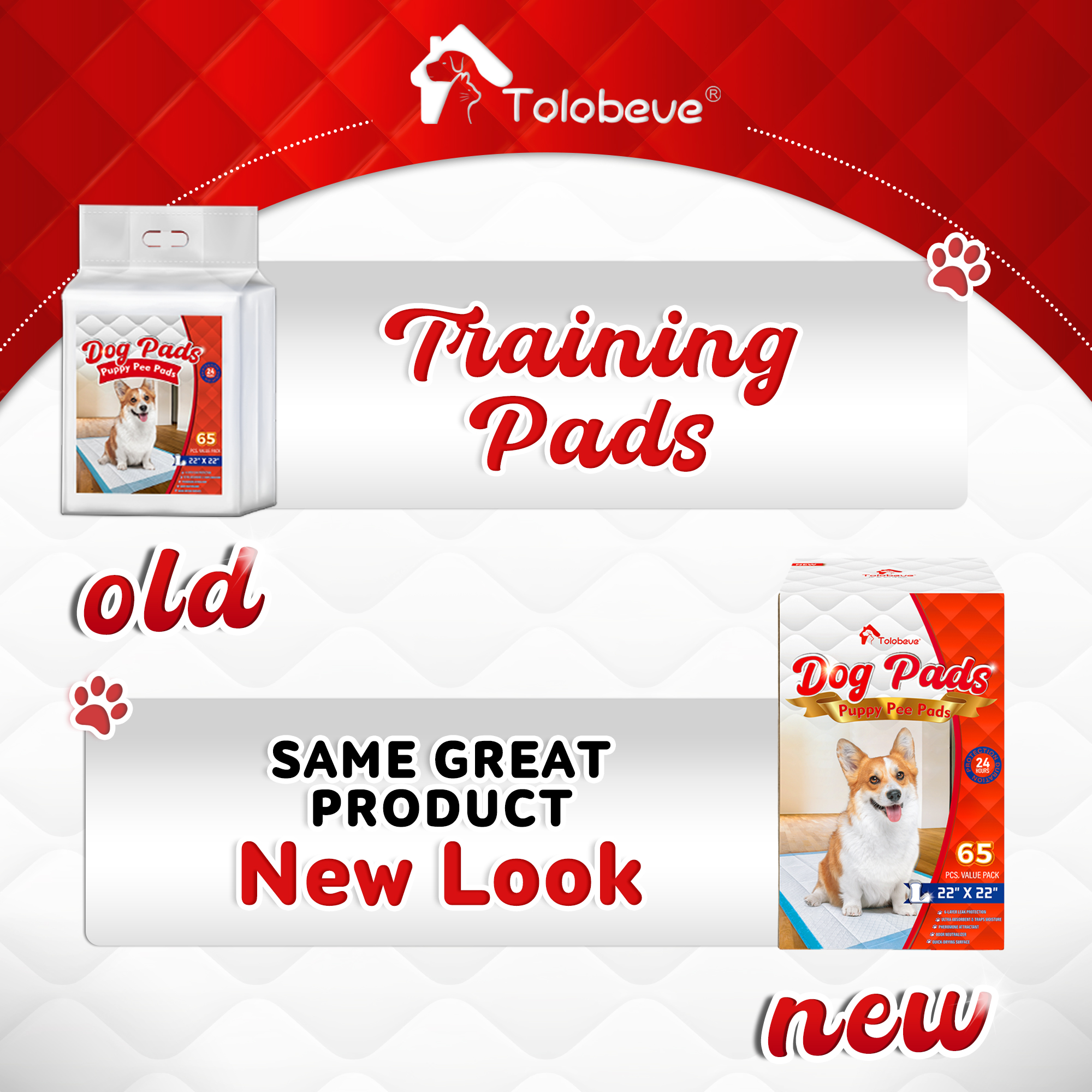 Tolobeve Puppy Training Pads, Large 22x22 In, 65 Count photo 4