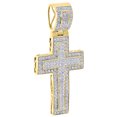 thumbnail image 2 of 10K Yellow Gold Diamond Mini Outlined Cross Pendant 1.95" Mens Flat Charm 1/2 Ct, 2 of 5