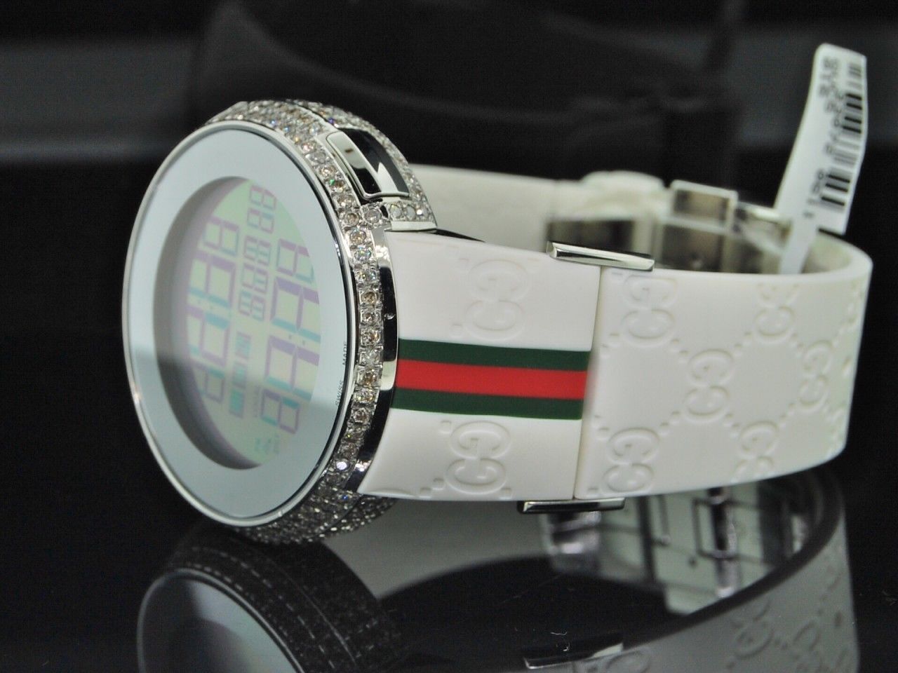 Gucci Diamond White Watch Mens Full Casing Ya114214 5 Row Custom Digital 3.5 CT - image 7 of 10
