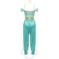 thumbnail image 4 of Haitryli Women Belly Dance Dress Set Sparkling Spaghetti Strap Jumpsuit with Choker Collar Outfits Turquoise M, 4 of 7