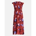 thumbnail image 5 of Time and Tru Women's Smocked Bodice Midi Woven Dress, Sizes XS-4X, 5 of 5