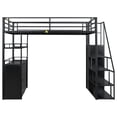 thumbnail image 6 of Full Size Loft Bed with Staircase and Wardrobe, Metal Full Loft Bed Frame with Storage Shelves and Lockers, No Box Spring Needed, Black, 6 of 9