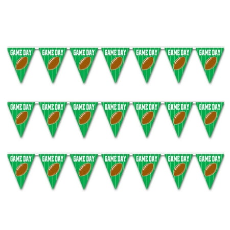 Beistle , 3 Piece Game Day Football Pennant Banners, 11'' x 12'