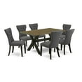 thumbnail image 2 of East West Furniture V726FL716-7 7 Piece V-Style Small Dining Table Set - Dark Khaki, 2 of 6