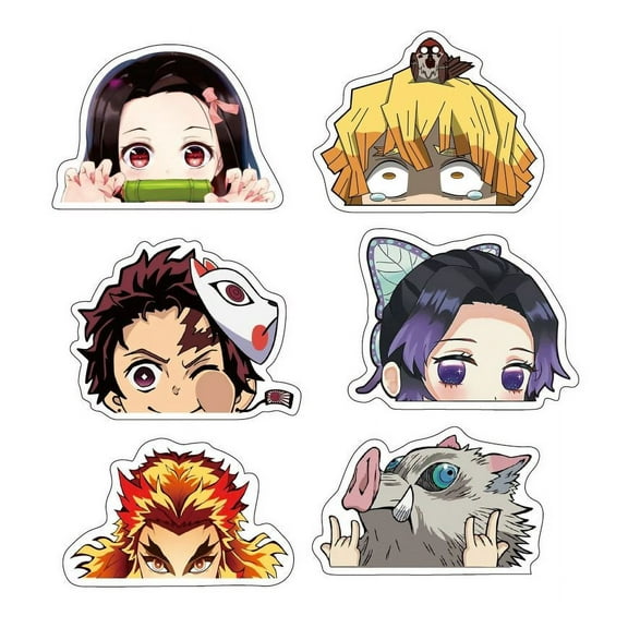 6Pcs 5.51" Jumbo Demon Slayer Peeker Anime Character Car Decal Sticker for Car Window Door Laptop Water Bottle Motorcycle Tablet Cellphone Decoration