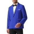 thumbnail image 4 of INSPIRE CHIC Men's Notch Lapel One Button Formal Solid Color Business Suit Jackets XL Blue, 4 of 5