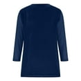 thumbnail image 4 of Olyvenn 3/4 Long Sleeve Mesh Velvet Shirts for Women Dressy Loose Crewneck Office Blouses Elegant Business Casual Party Tops Blue L, 4 of 5