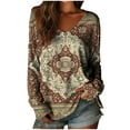 thumbnail image 2 of Womens Fashion Tunic Tops V Neck Long Sleeves Casual Blouses Fall Business Dressy Tees Shirts Multicolor XXL, 2 of 3
