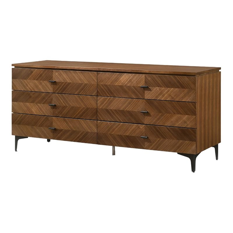 Limari Home Paula Veneer Wood and Metal Bedroom Dresser in Walnut/Black