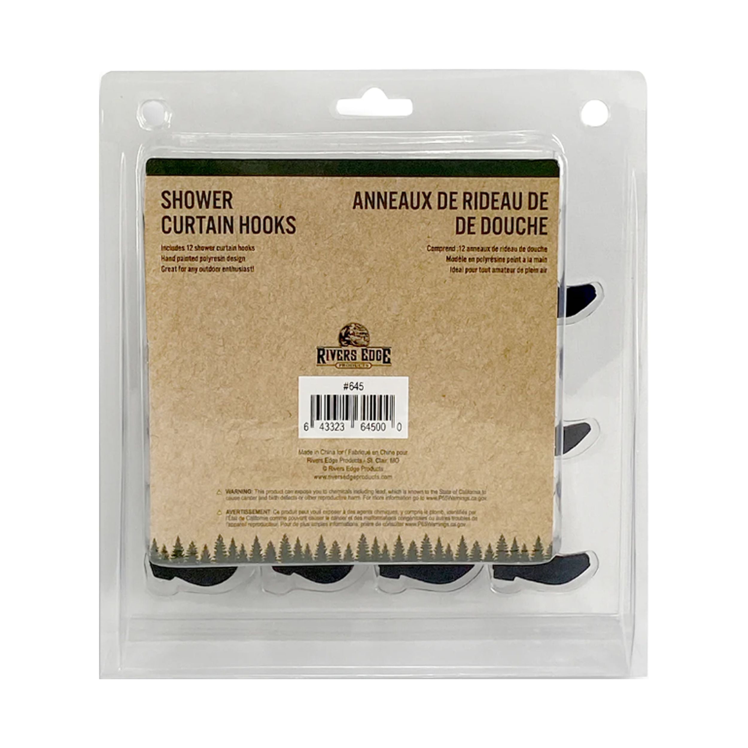 Rivers Edge Products 12-Pack Shower Curtain Hooks, Hand-Painted Country Decorations and Shower Curtain Rings, Western Bathroom Decor and Accessories, Cowboy Boot