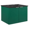 thumbnail image 1 of Modway Maybelle Modern Wood Wall-Mount Bathroom Vanity in Green/Black, 1 of 10